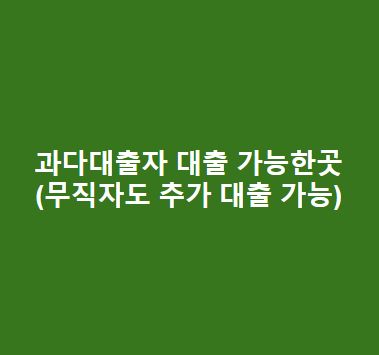 과다대출자 대출 가능한곳(무직자도 추가 대출 가능)